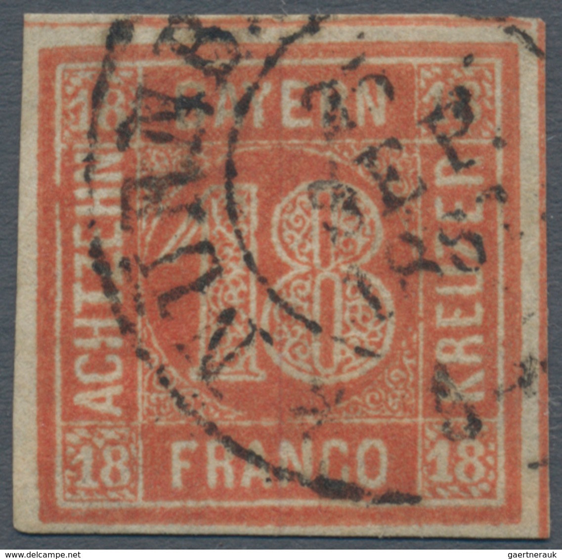 Bayern - Marken Und Briefe: 1862, Quadrat-Ausgabe 18 Kr. In Besserer B-Farbe Orangerot Mit K2 "NÜRNB - Altri & Non Classificati