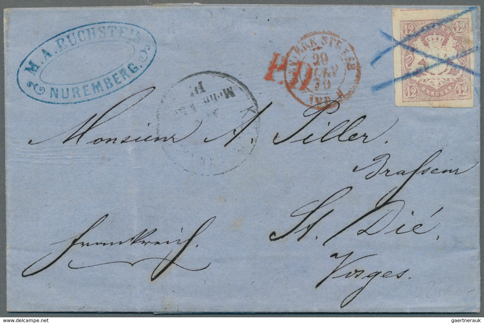 Bayern - Marken Und Briefe: 1867, Wappen 12 Kr. Hellbraunviolett, Allseits Breitrandig Geschnitten A - Altri & Non Classificati