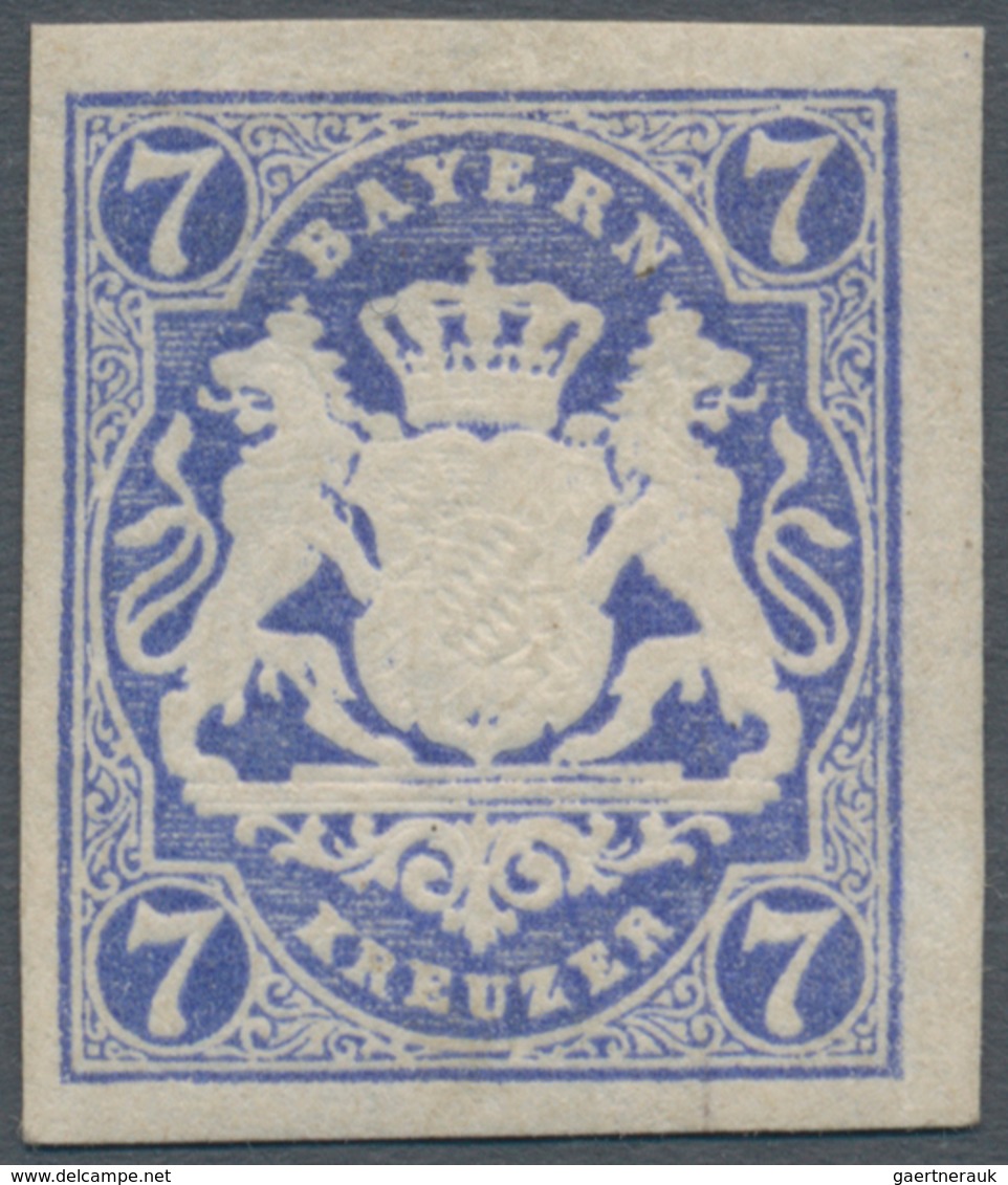 Bayern - Marken Und Briefe: 1868, Wappen 7 Kr. (dunkel)ultramarin (tiefe A-Farbe) Ungebraucht Mit Or - Altri & Non Classificati