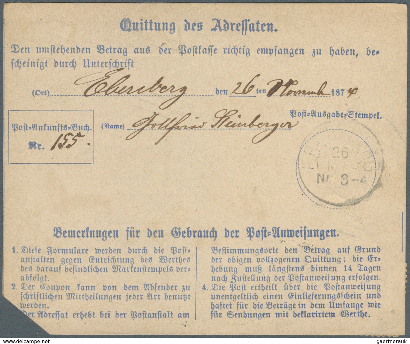 Bayern - Marken Und Briefe: 1870, 2 X 3 Kr Hellkarmin, MeF Auf Postanweisungsformular über 2 Gulden - Altri & Non Classificati