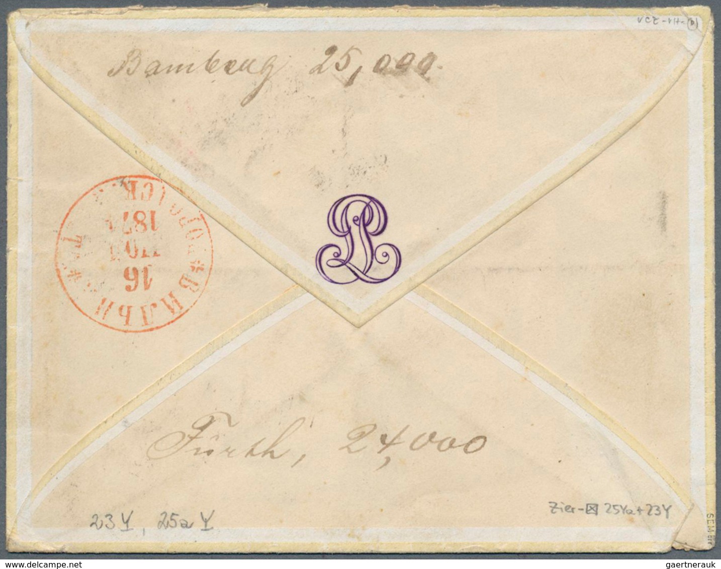 Bayern - Marken Und Briefe: 1871 ZIERBRIEF-UMSCHLAG (3-Farbig Bedruckt) Frankiert Mit 3 Kr, 7 Kr Wap - Other & Unclassified