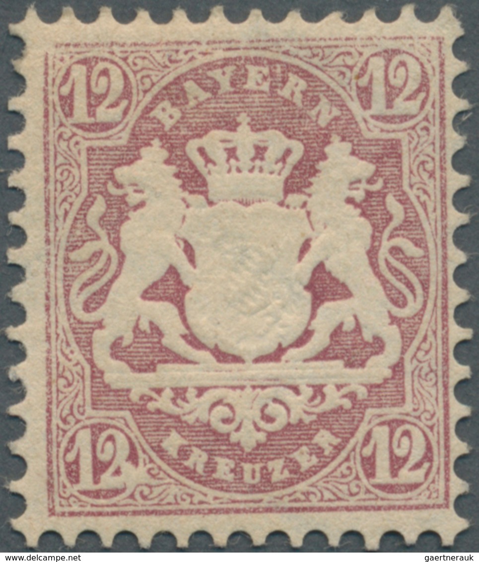 Bayern - Marken Und Briefe: 1870, Wappen 12 Kr. Purpurviolett Mit WZ 1 X Und Plattenfehler I: Linke - Other & Unclassified