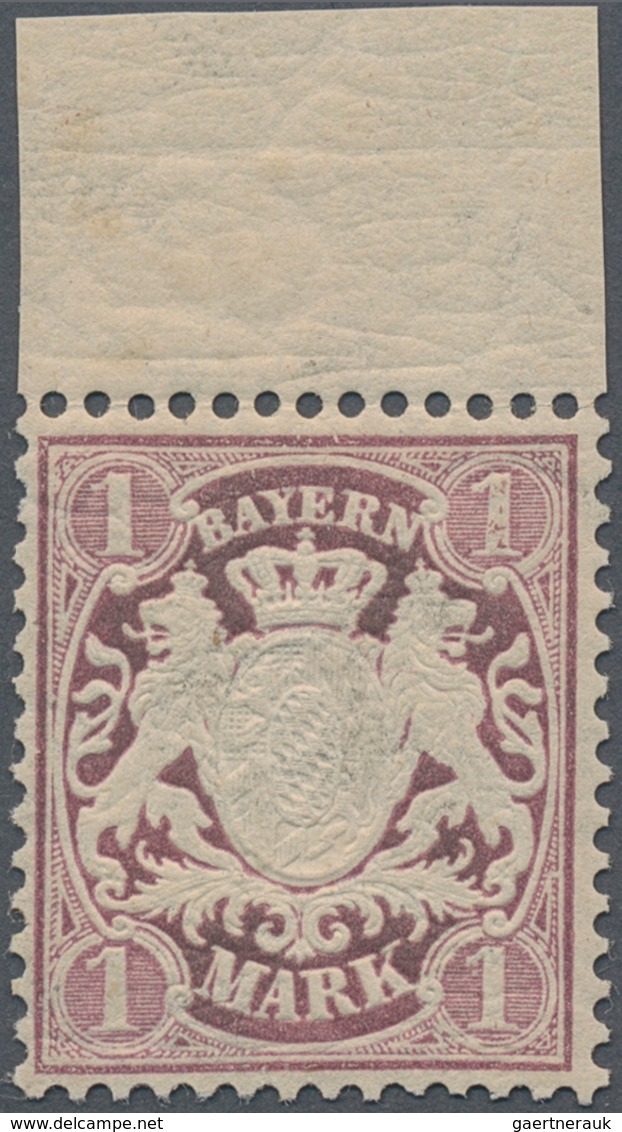 Bayern - Marken Und Briefe: 1876, Wappen 1 Mark Rötlichviolett Gezähnt Mit Wasserzeichen Weite Welle - Other & Unclassified