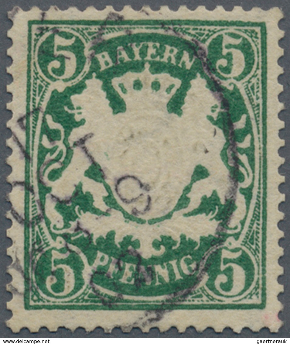Bayern - Marken Und Briefe: 1890, 5 Pfg. Wappen Auf Ornament, Grün, Papier Y, Mit WZ 3, Gest. Einwan - Altri & Non Classificati