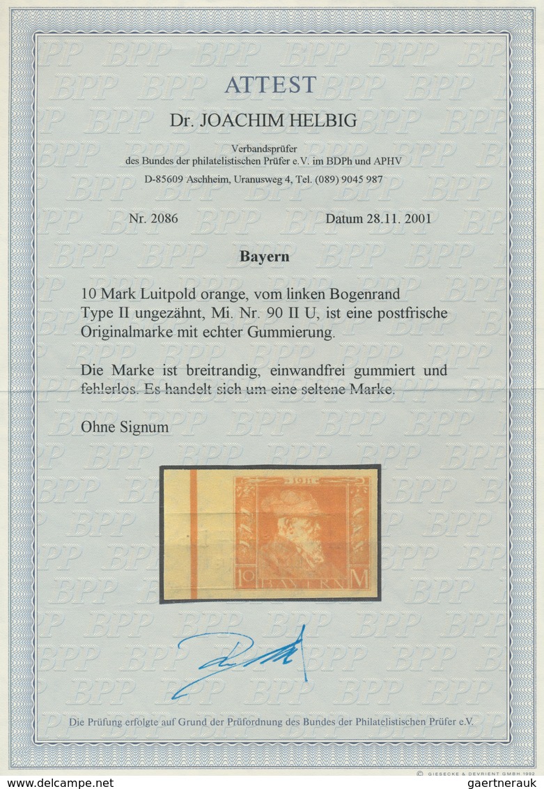Bayern - Marken Und Briefe: 1911, 1,5,10 Und 20 Mark Luitpold Postfrisch, Je In Type II Und Vierseit - Altri & Non Classificati