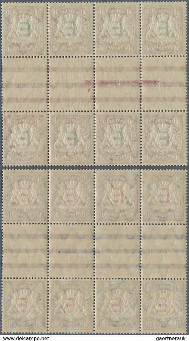 Bayern - Dienstmarken: 1908, Dienstmarken 3 Pf Bis 50 Pf. Mit Rotem "E" Je Vier Postfrische Senkrech - Altri & Non Classificati