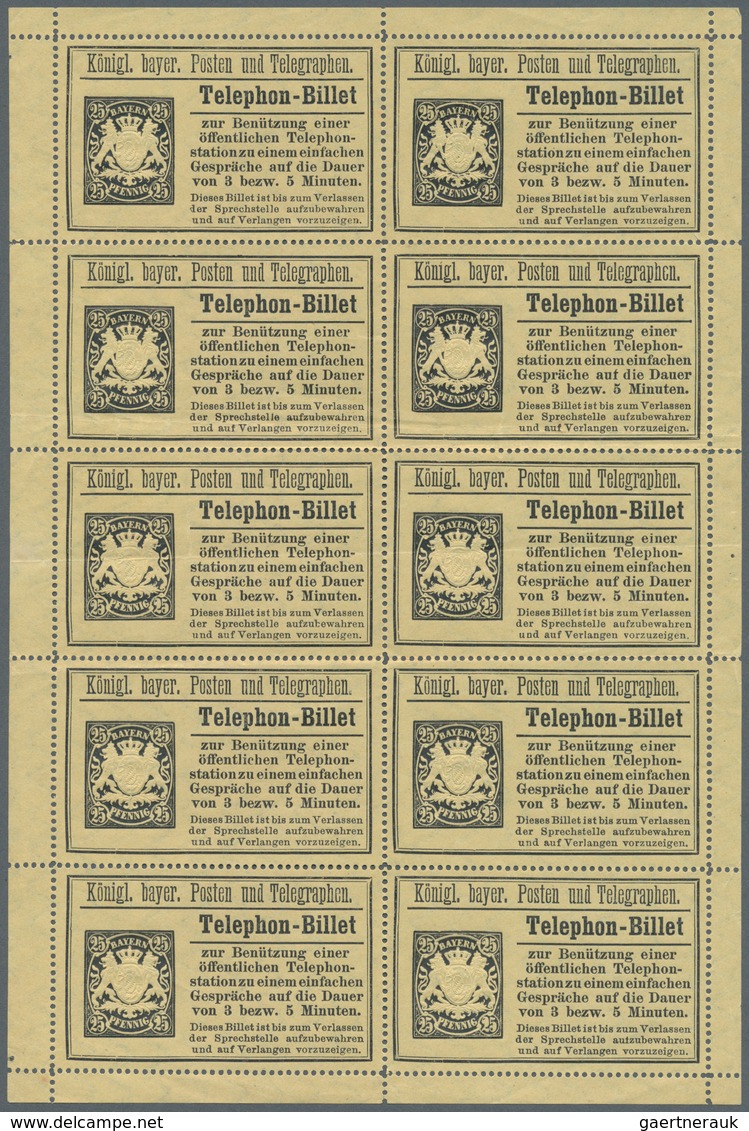 Bayern - Telefon-Billets: 1894, 21 Telefon-Billets In Ungebrauchten Einheiten, Mit 25 Pf. Auf Weißem - Altri & Non Classificati