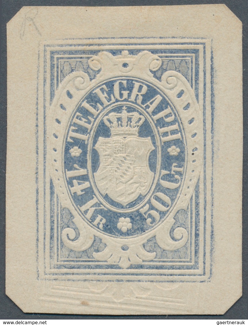 Bayern - Telegrafenmarken: 1870, 14 Kr. / 50 C. Violettgrau (statt Blau), Ungezähnter Vorlagedruck, - Altri & Non Classificati