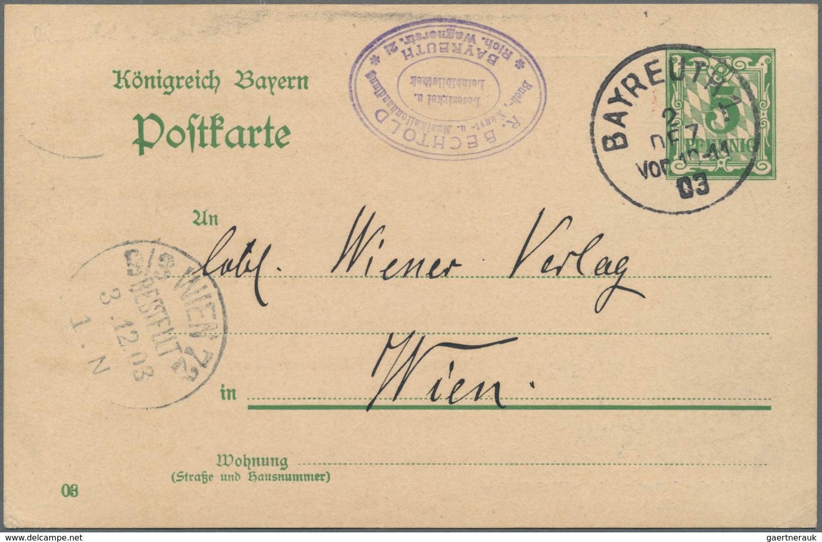 Bayern - Ganzsachen: 1903, 5 Pfg. Ganzsachenkarte Mit Privatem Zudruck "Über Land Und Meer - Echt De - Other & Unclassified