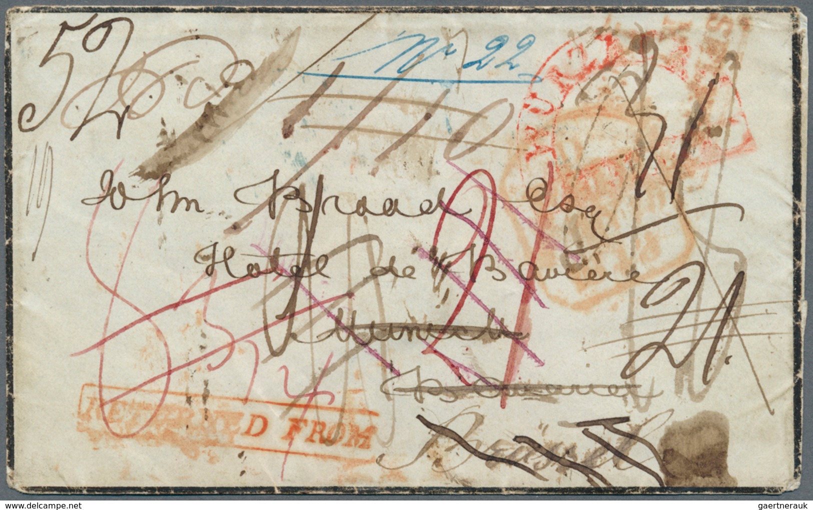 Bayern - Besonderheiten: 1855, Brief Aus LONDON Adressiert Nach MÜNCHEN Mit "Auslagen"und Rotem Halb - Altri & Non Classificati