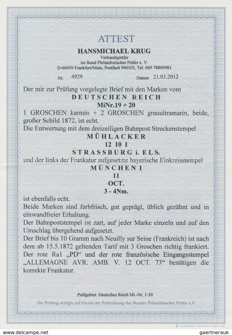Bayern - Besonderheiten: 1873, Dt.Reich 1 Gr Karmin U. 2 Gr Grauultramarin Auf Brief Von München Mit - Altri & Non Classificati