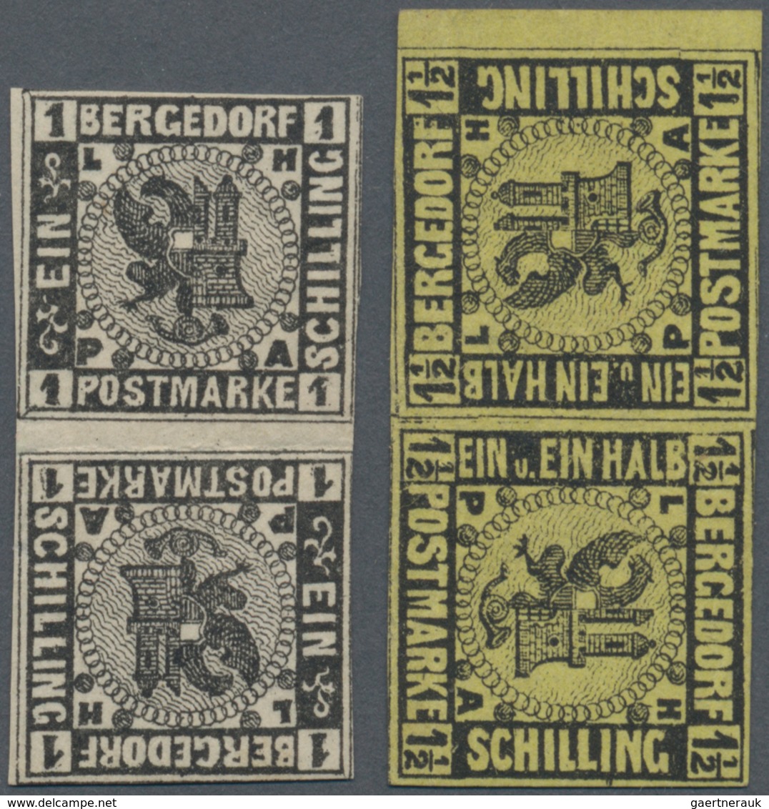Bergedorf - Marken Und Briefe: 1861, 1 S Auf Weiss Als Senkrechter Kehrdruck Mit Kleinem Zwischenste - Bergedorf