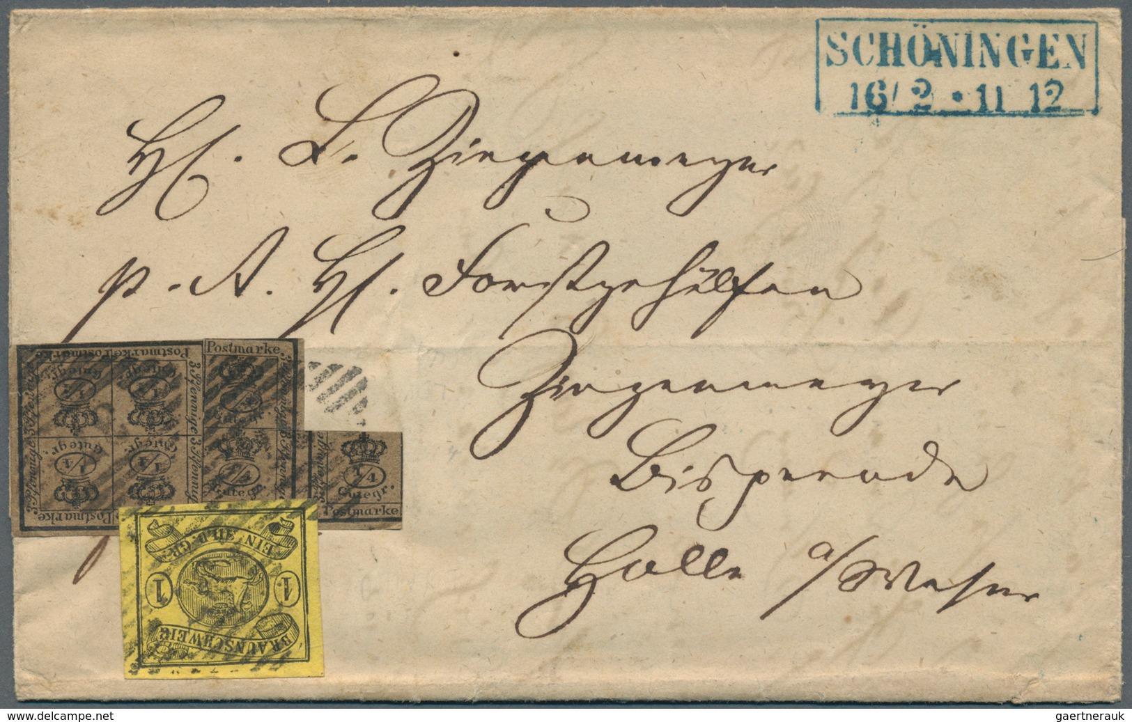 Braunschweig - Marken Und Briefe: 1857 - 1861, Freimarken 4/4 Ggr. (=4x3 Braunschweiger Pfennige), S - Braunschweig