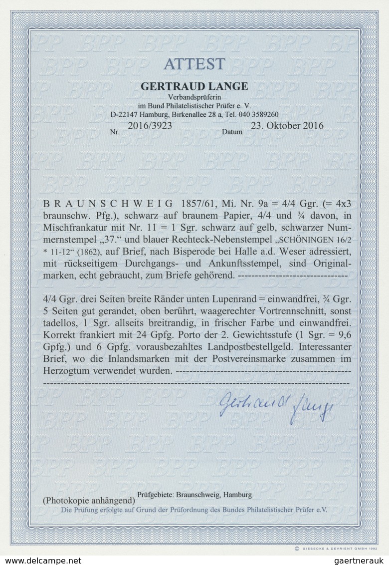 Braunschweig - Marken Und Briefe: 1857 - 1861, Freimarken 4/4 Ggr. (=4x3 Braunschweiger Pfennige), S - Brunswick