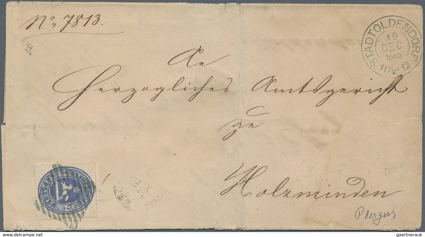 Braunschweig - Marken Und Briefe: 1865, Ovalausgabe 2 Gr. Blau Auf Faltbrief Von "STADTOLDENDORF 19. - Braunschweig
