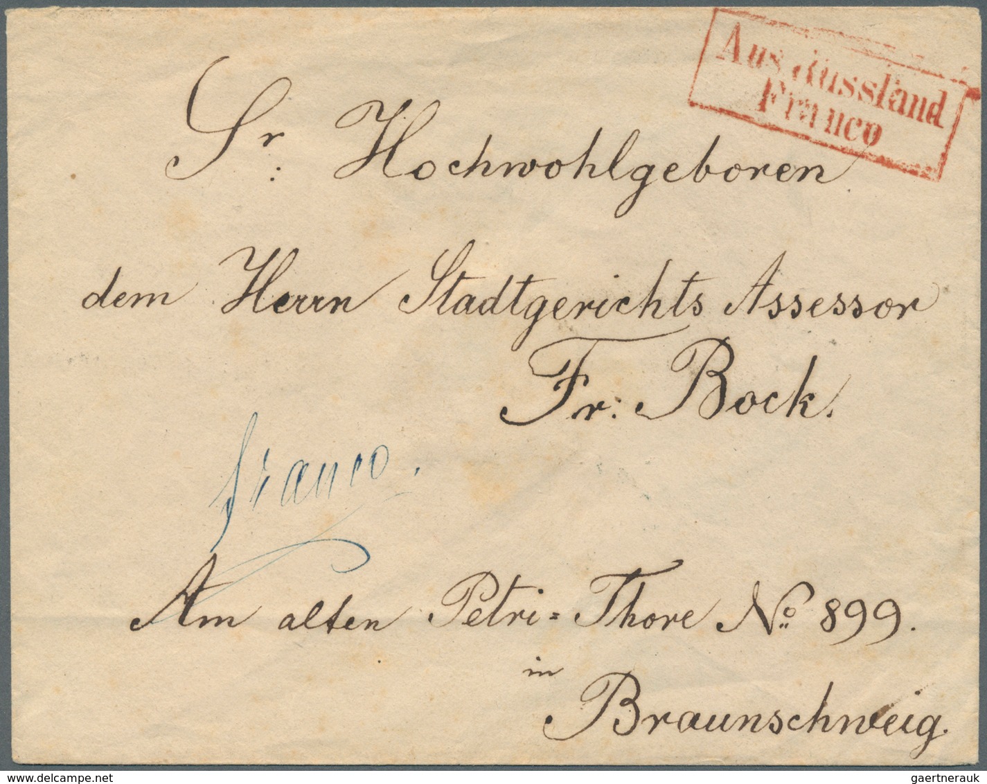 Braunschweig - Besonderheiten: 1858, Russland, GA-Umschlag 10 Kop Gebraucht Von "ST.PETERSBURG 29 XI - Brunswick