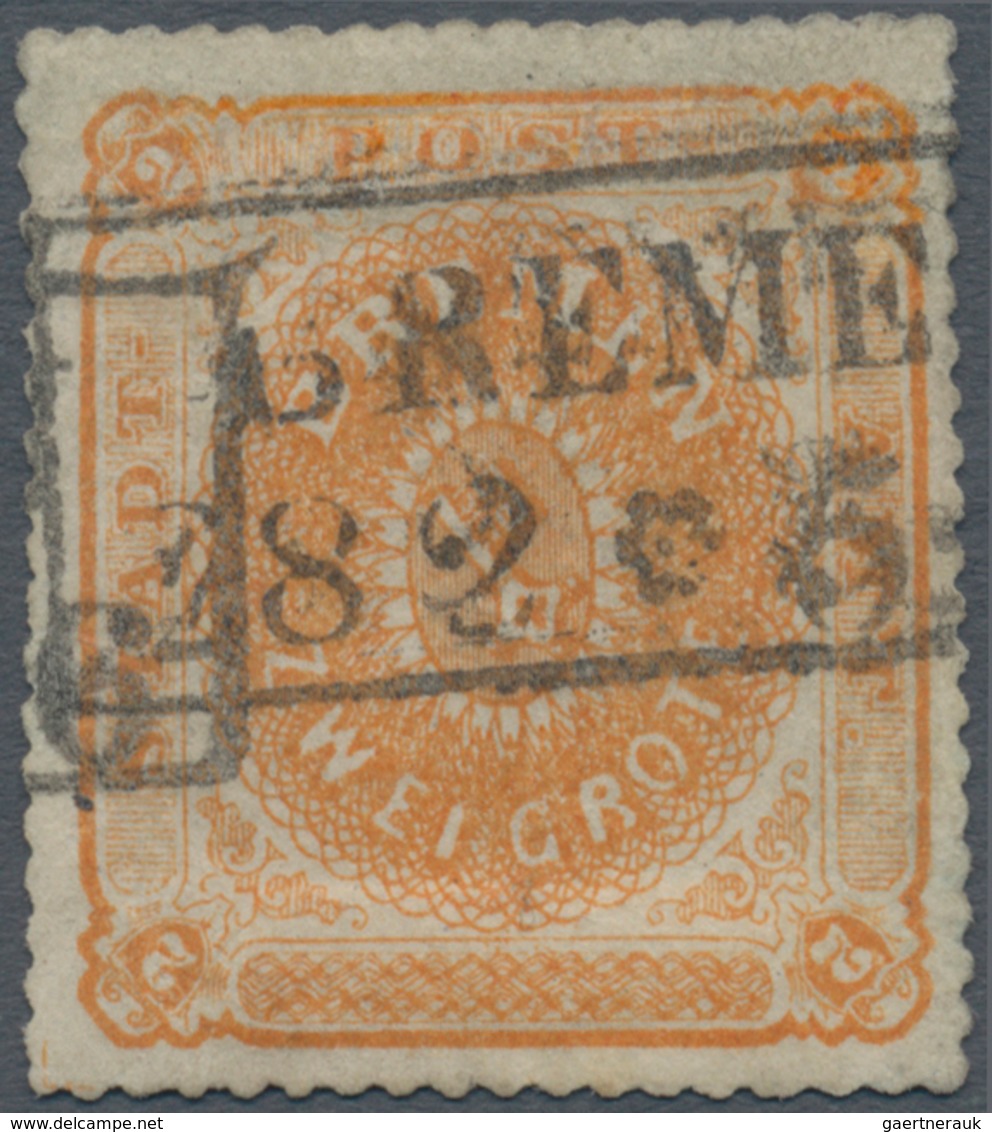 Bremen - Marken Und Briefe: 1863, Wappen 2 Gr. Durchstochen, Bräunlichorange, Normales Papier Mit Ra - Bremen