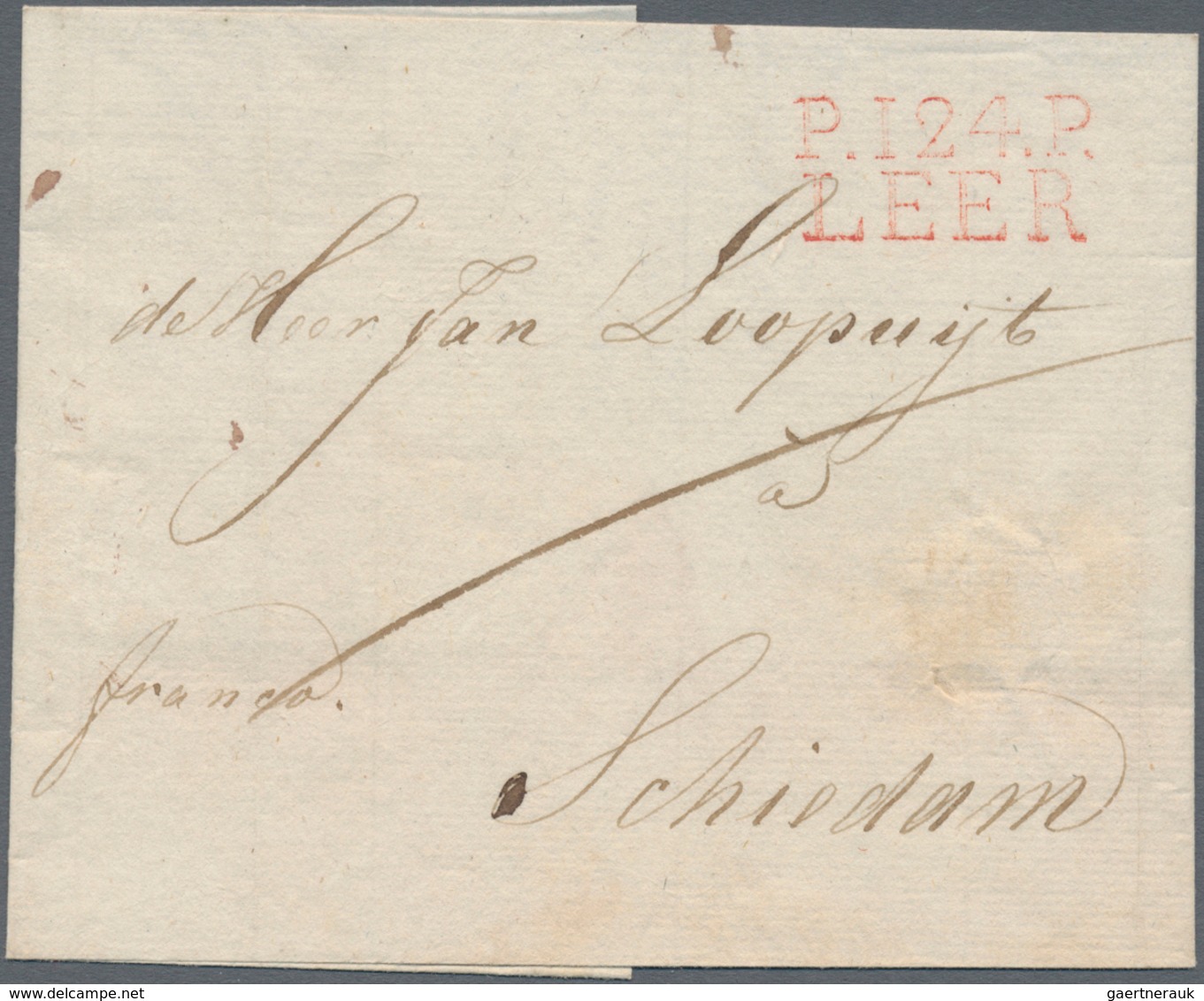 Hannover - Vorphilatelie: 1812, Ca: Kleiner Auslandsbrief Mit Rotem Departementsstempel "P. 124 P./L - Prefilatelia