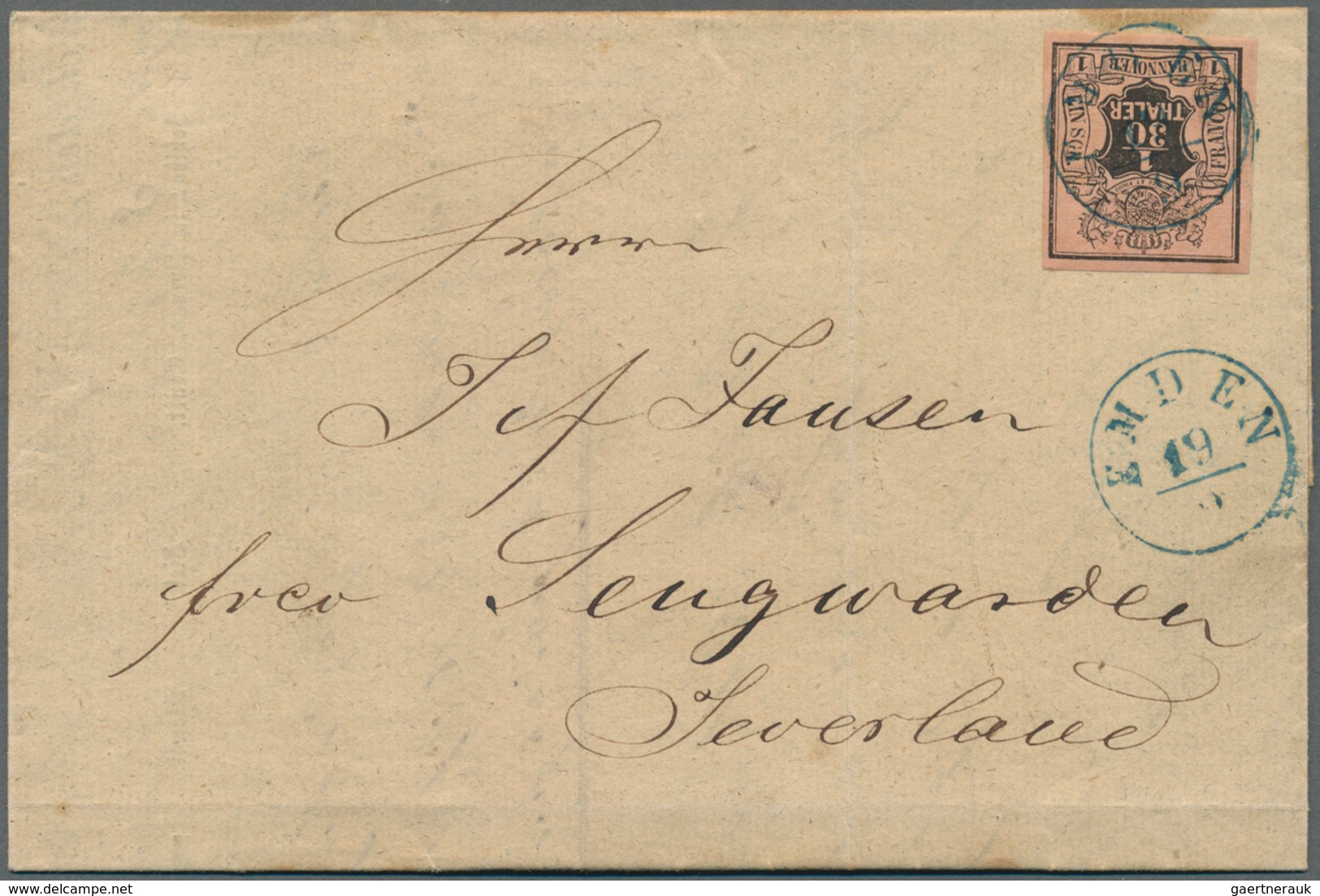 Hannover - Langstempel: 1851, 1/30 Th/ 1 Sgr. Schwarz Auf Hellrötlichorange, Farbfrisch Und Allseits - Hanover