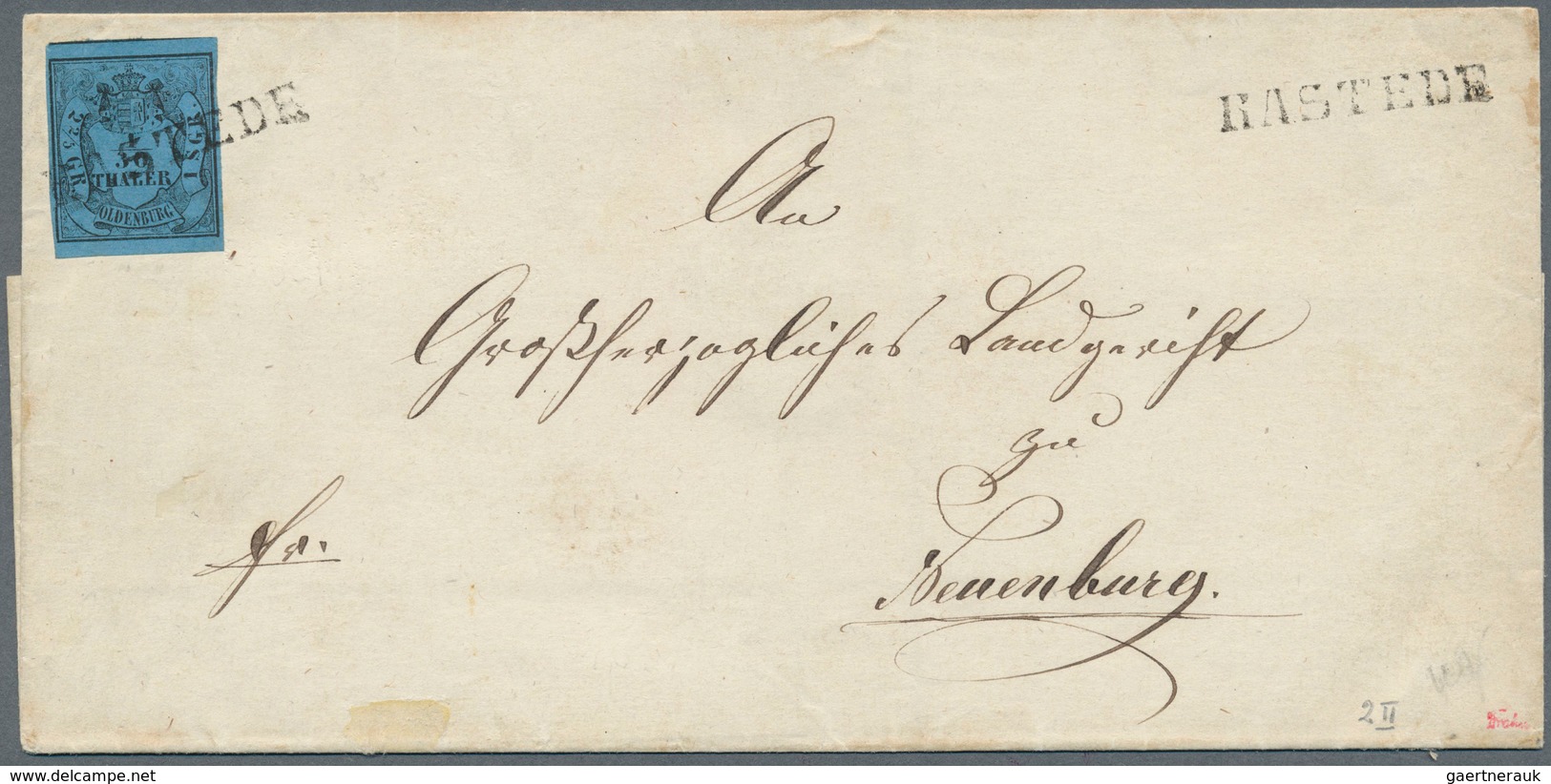 Oldenburg - Marken Und Briefe: 1852: 1/30 Th. Schwarz Auf Blau, Type II, Farbfrisch, Voll- Bis überr - Oldenburg