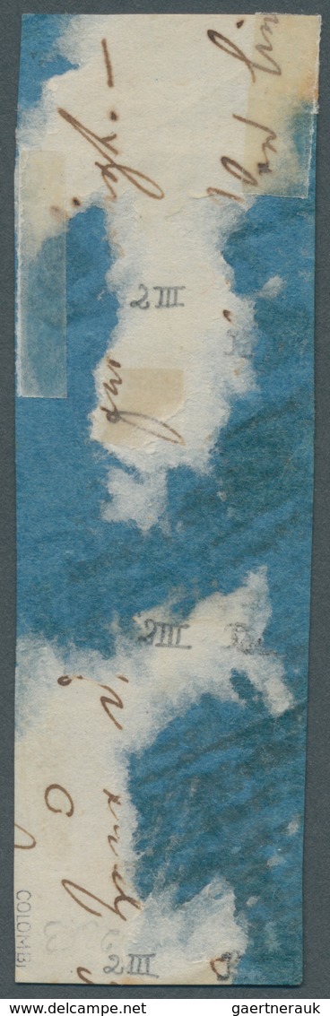 Oldenburg - Marken Und Briefe: 1852: 1/30 Th. Schwarz Auf Blau, Type III, Senkrechter Dreierstreifen - Oldenburg
