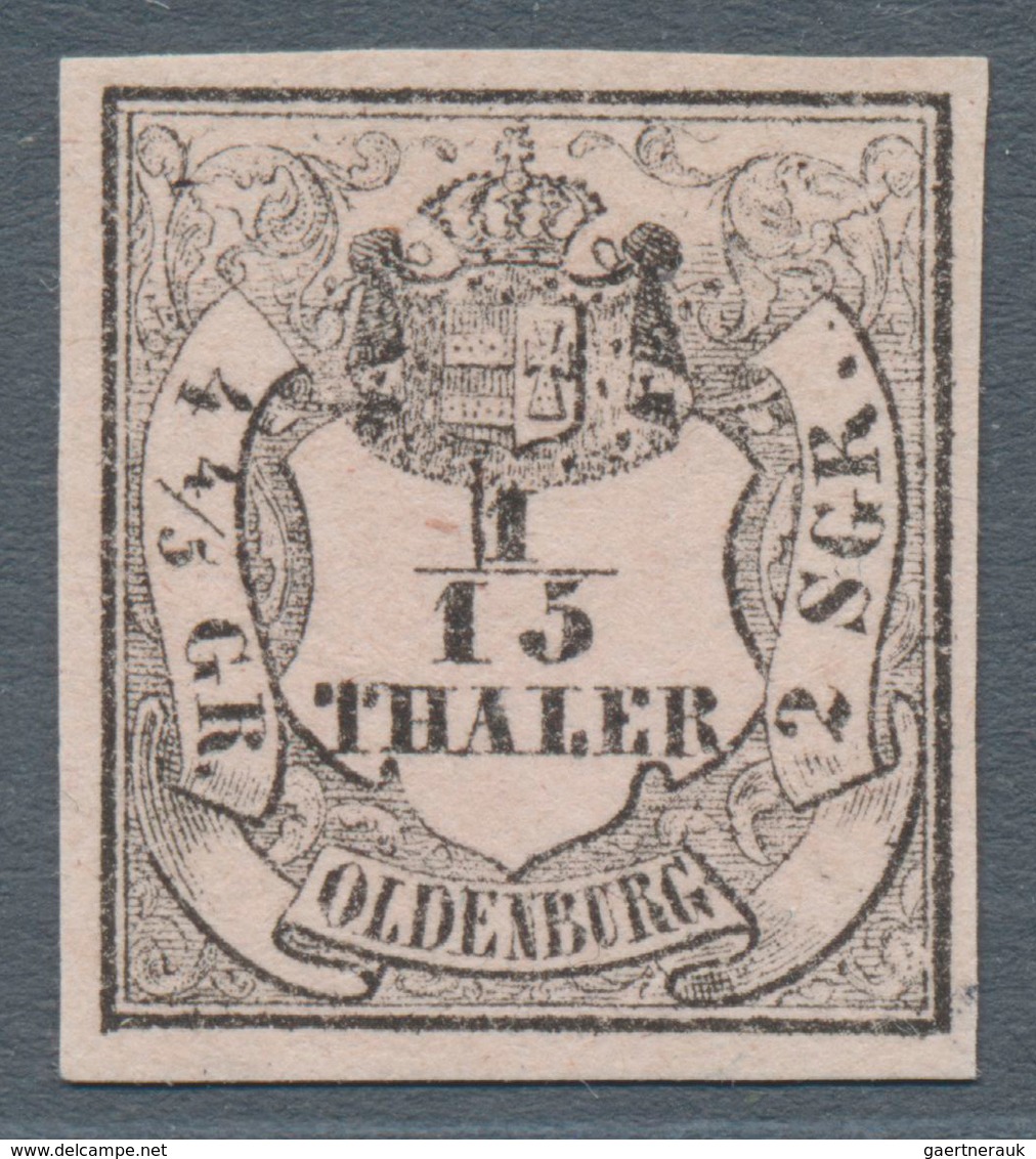 Oldenburg - Marken Und Briefe: 1852: 1/15 Th. Schwarz Auf Rosa, Type III (Hermelin Stark Schattiert) - Oldenburg