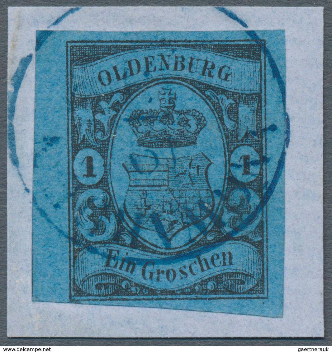 Oldenburg - Marken Und Briefe: 1859/61: 1 Gr. Schwarz Auf Grauultramarin (indigo), Farbfrisch, Unten - Oldenbourg