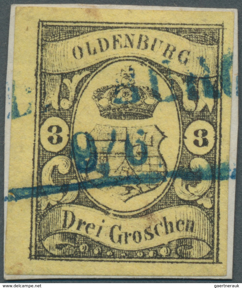 Oldenburg - Marken Und Briefe: 1859/61: 3 Gr. Schwarz Auf Gelb, Farbfrisch, Allseits Breitrandig, Au - Oldenburg