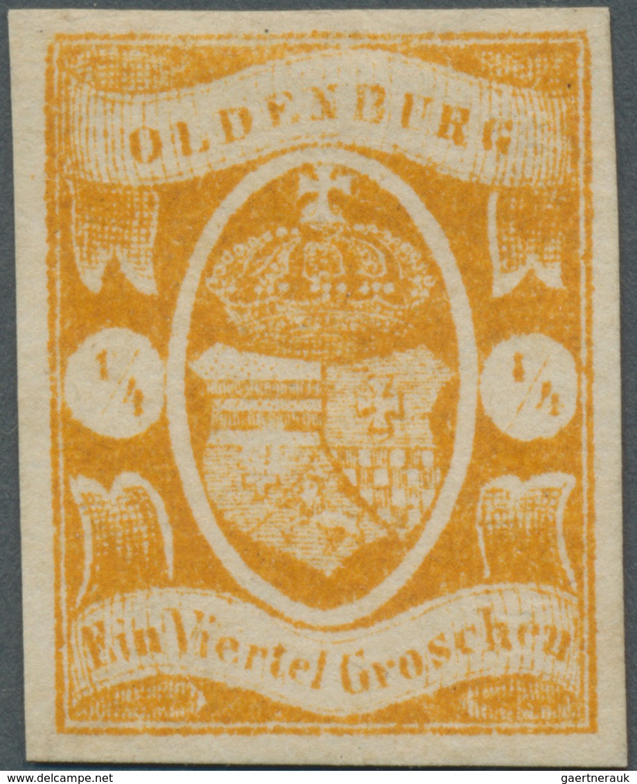 Oldenburg - Marken Und Briefe: 1861, ¼ Gr. Orange, Farbfrisch Und Allseits, Vollrandig, Ungebraucht - Oldenburg