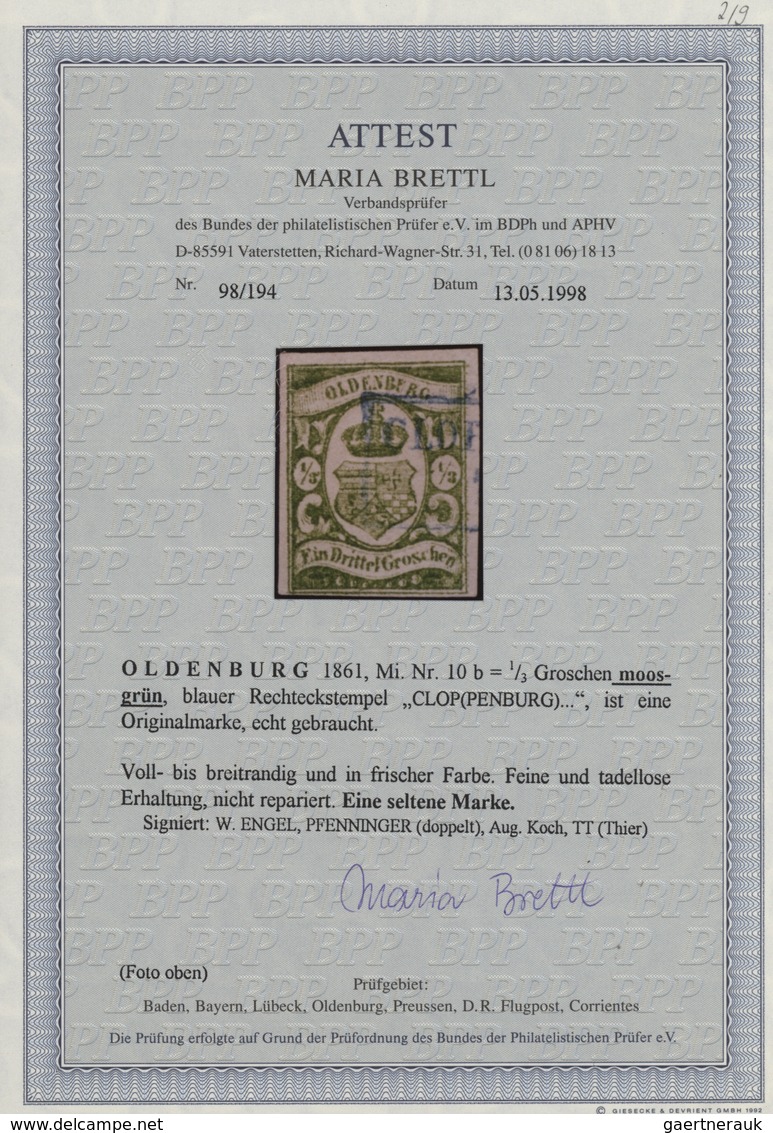 Oldenburg - Marken Und Briefe: 1861: ⅓ Gr. Moosgrün, In Frischer Farbe, Voll- Bis Breitrandig, Ra2 « - Oldenburg