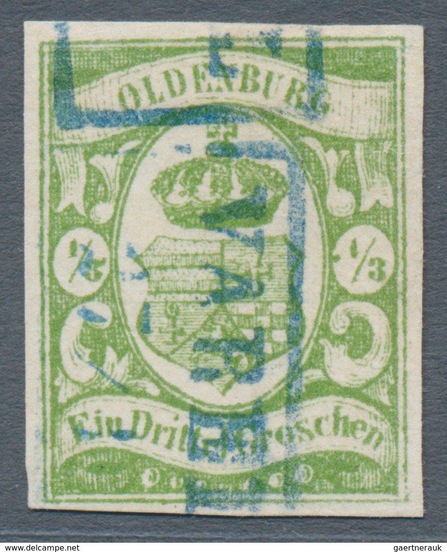 Oldenburg - Marken Und Briefe: 1861: ⅓ Gr. Moosgrün, In Frischer Farbe, Allseits Gut Gerandet, Blaue - Oldenburg