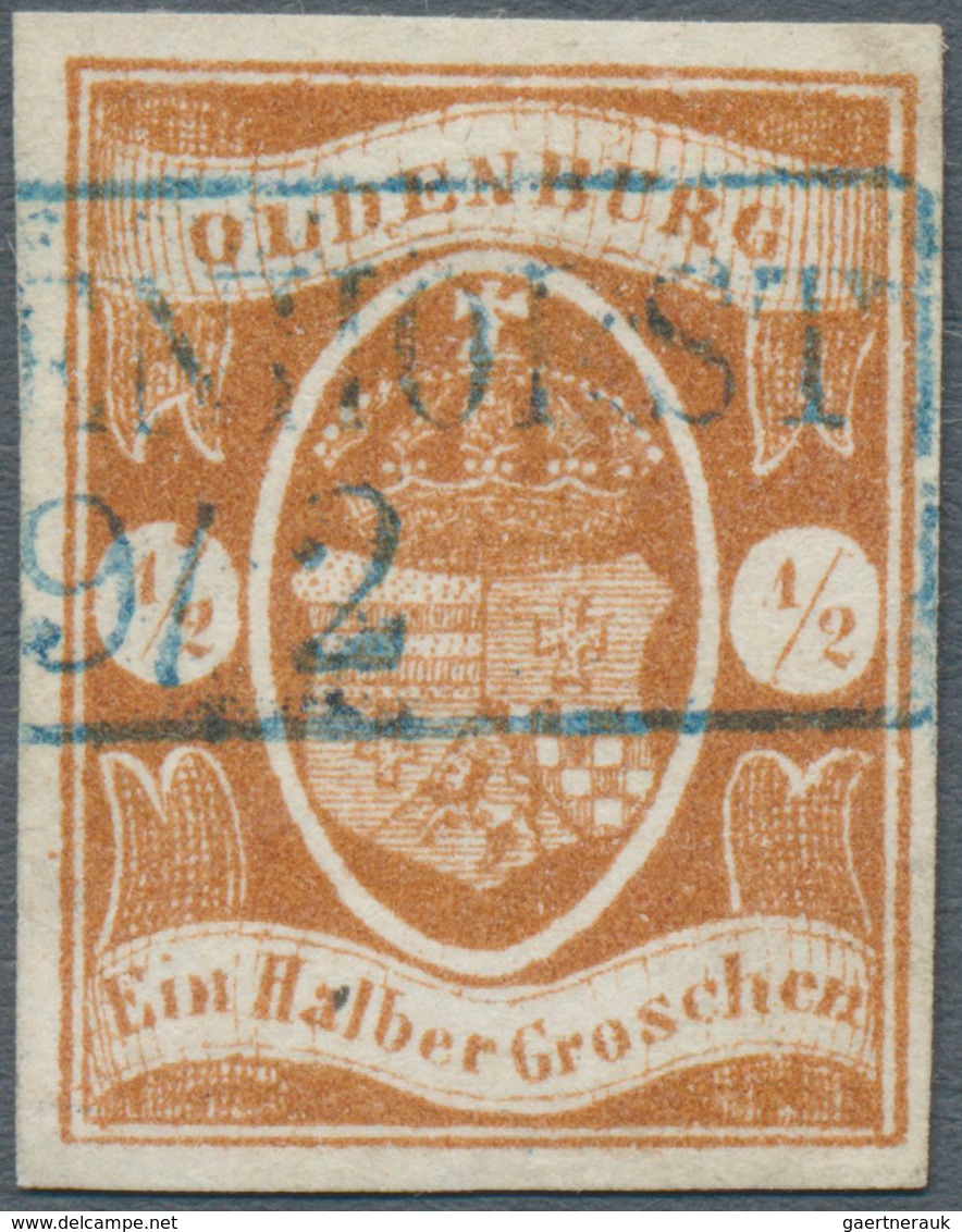 Oldenburg - Marken Und Briefe: 1861: ½ Gr. Dunkelbraun, In Frischer Farbe, Allseits Breitrandig, Bla - Oldenburg