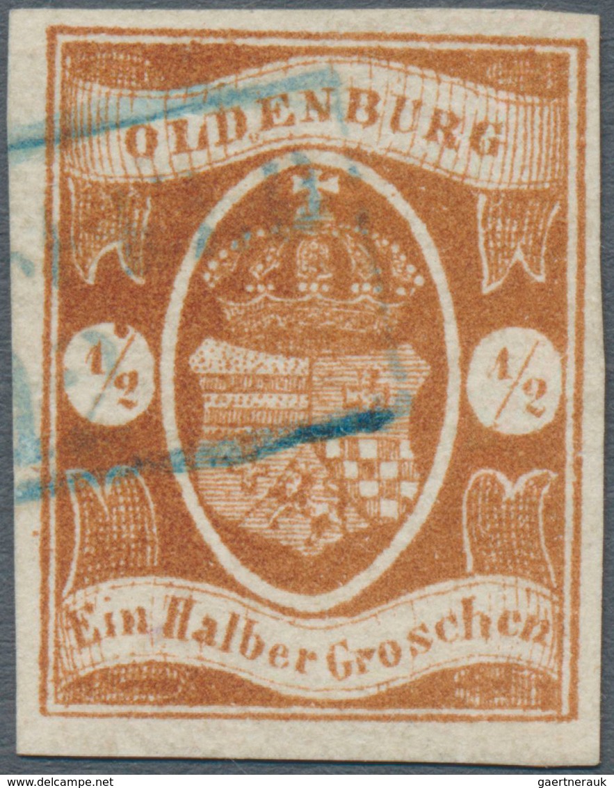 Oldenburg - Marken Und Briefe: 1861: ½ Gr. Dunkelbraun, In Frischer Tiefer Farbe, Allseits Breitrand - Oldenburg