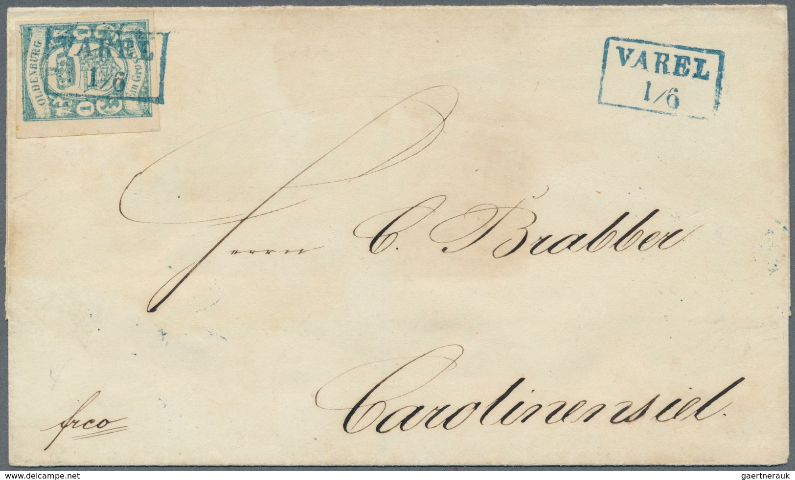 Oldenburg - Marken Und Briefe: 1861: 1 Gr. Trübblau, Farbfrisch, Allseits Sehr Breitrandig, Auf Brie - Oldenbourg