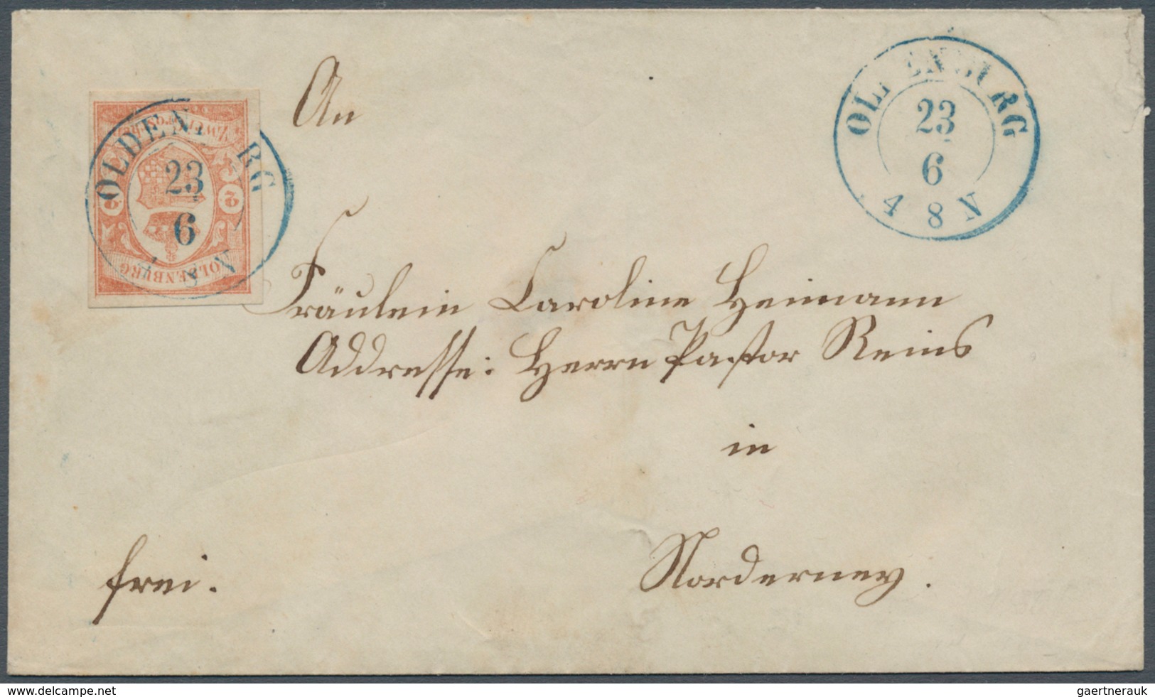 Oldenburg - Marken Und Briefe: 1861, Brief , Freigemacht Mit 2 Gr Rot, Allseits Breitrandig Geschnit - Oldenburg