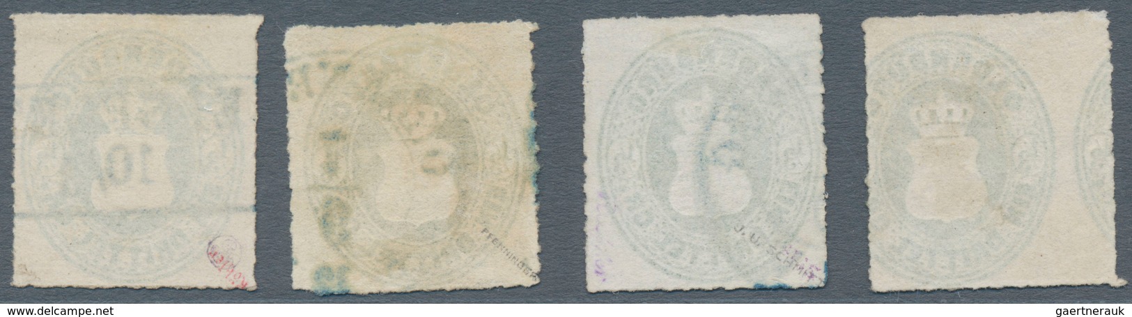 Oldenburg - Marken Und Briefe: 1862: Wappen ⅓ Gr. Grün, Eng Durchstochen, Lot Mit 4 Ausgesuchten Stü - Oldenburg
