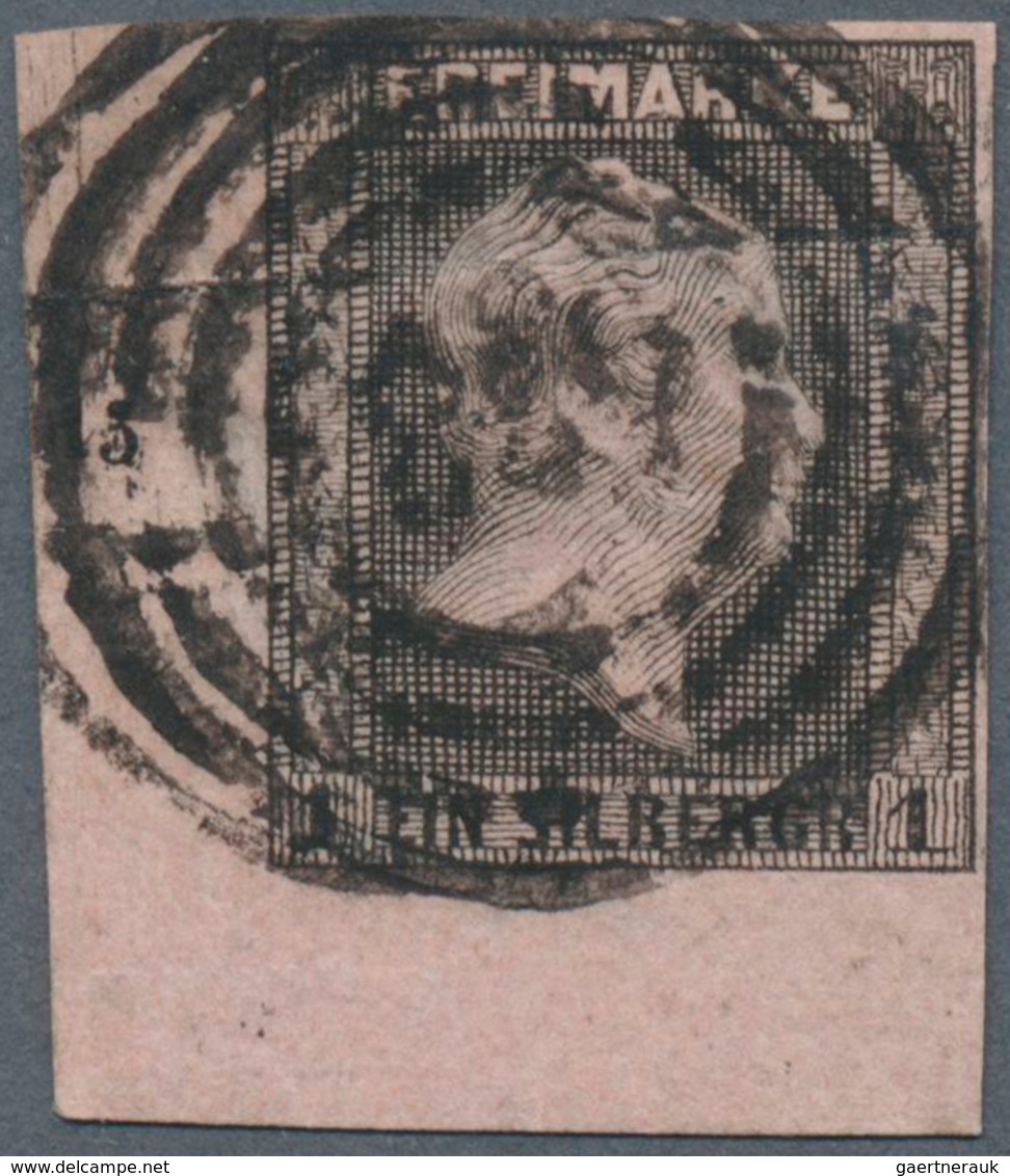 Preußen - Marken Und Briefe: 1850: 1 Sgr Schwarz Auf Rosa, Linke Untere Bogenecke (6-7 Mm), Waag. Bu - Altri & Non Classificati