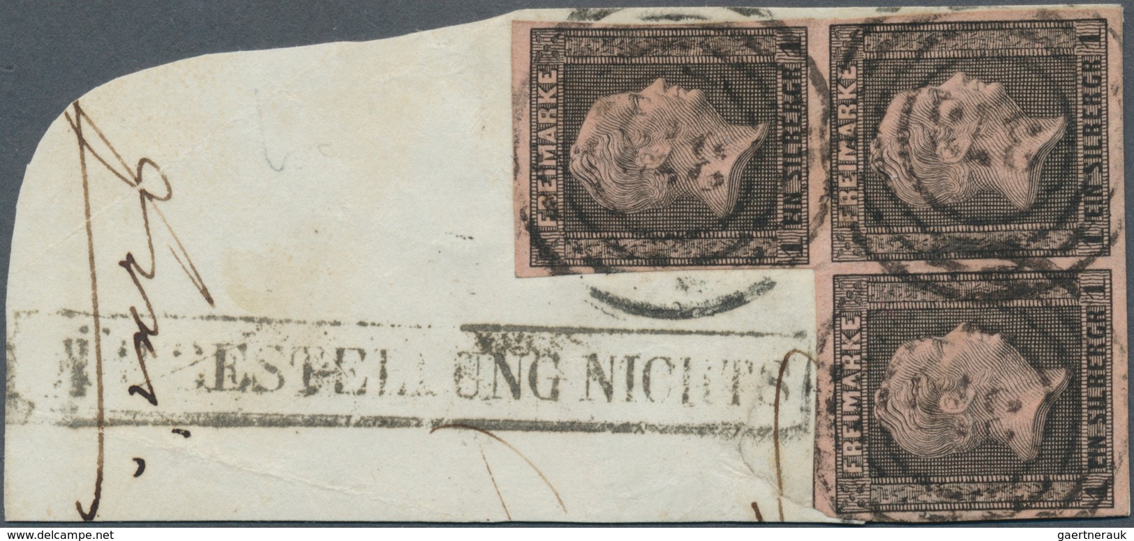 Preußen - Marken Und Briefe: 1850: 1 SGr Schwarz Auf Rosa, Dreierblock Alls. Voll/breitrandig Mit Se - Altri & Non Classificati