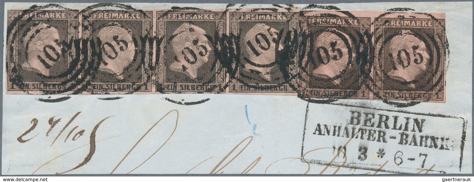Preußen - Marken Und Briefe: 1850, 1 Sg Schwarz Auf Rosa, Viererstreifen Und Paar In Verschiedenen F - Altri & Non Classificati