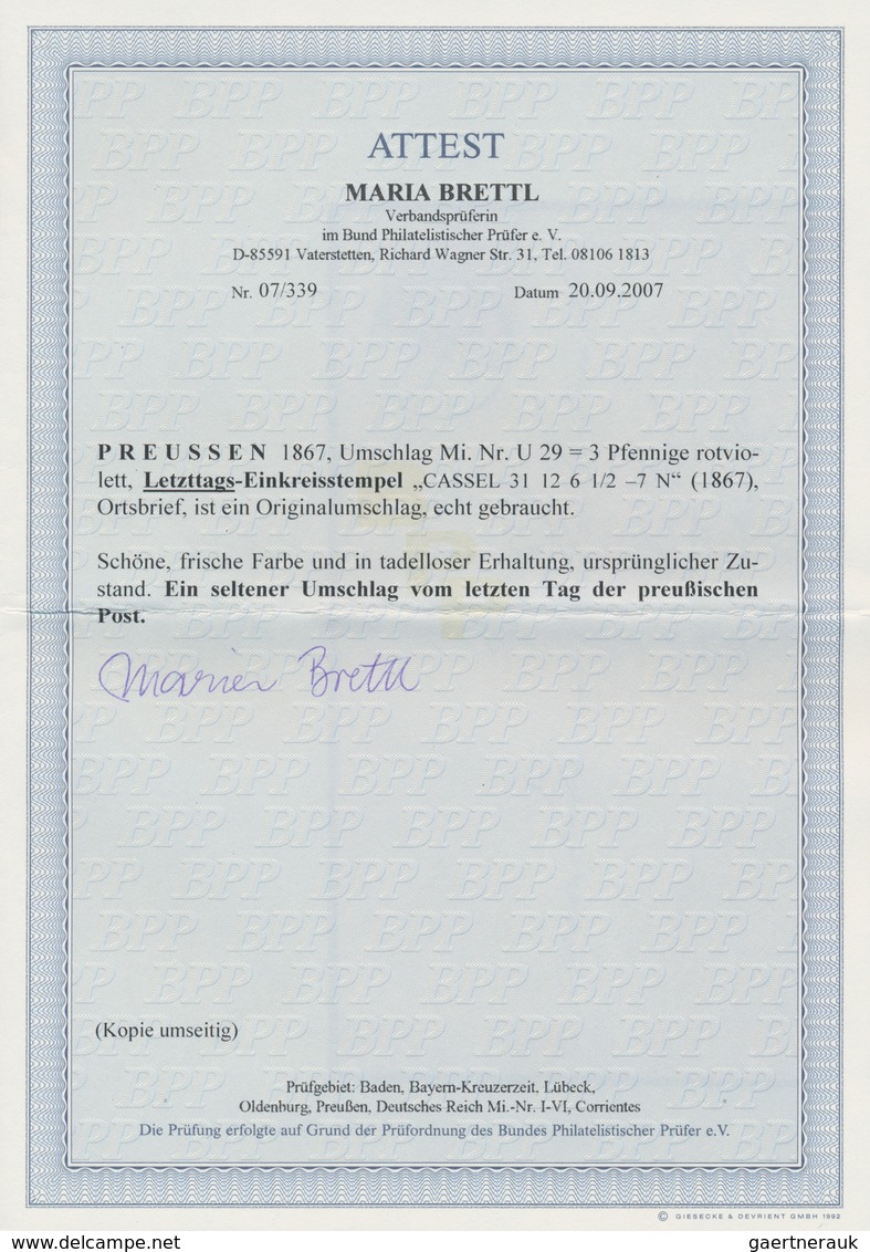 Preußen - Ganzsachen: 1867, 3 Pfennige Rotviolett Ganzsachenumschlag, Entwertet Mit Nachverwendetem - Altri & Non Classificati