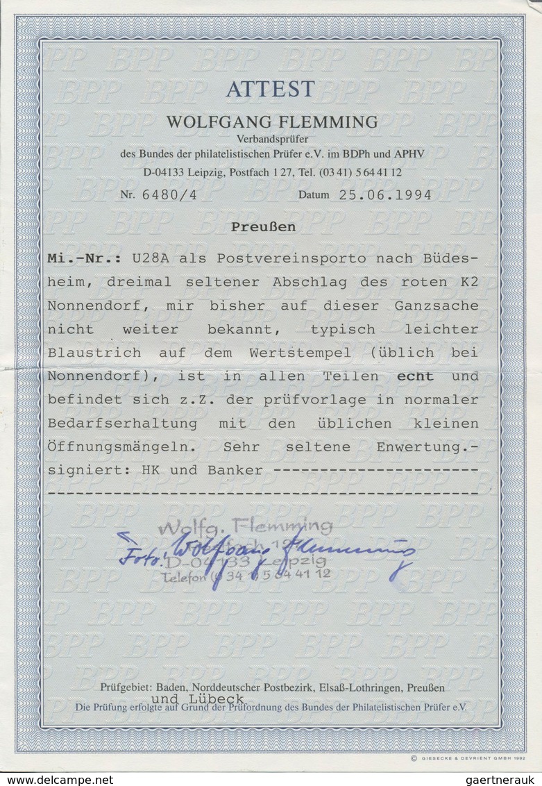 Preußen - Ortsstempel: "NONNENDORF", K2 In Rot Vom 29.7.67 3mal Abgeschlagen Auf Ganzsachen-Umschlag - Other & Unclassified