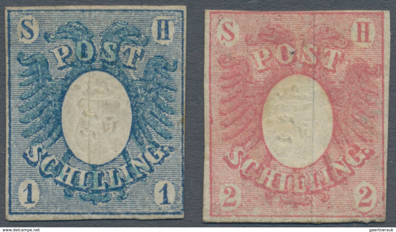 Schleswig-Holstein - Marken Und Briefe: 1850, Doppeladler 1 S Mittelpreussischblau Und 2 S Rosa, Bei - Altri & Non Classificati