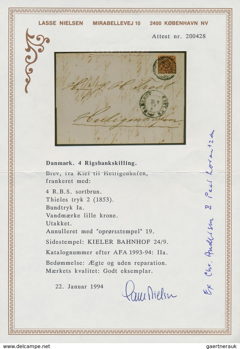 Schleswig-Holstein - Stempel Auf Dänemark: 1853, Fire R.B.S. Schwarzbraun, Entwertet Mit Nachverwend - Altri & Non Classificati
