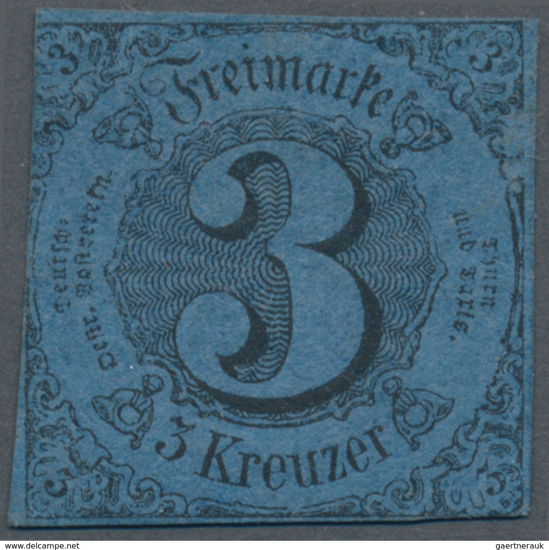 Thurn & Taxis - Marken Und Briefe: 1852, 3 Kr. Schwarz Auf Dunkelpreussischblau, Ungebraucht Ohne Gu - Altri & Non Classificati