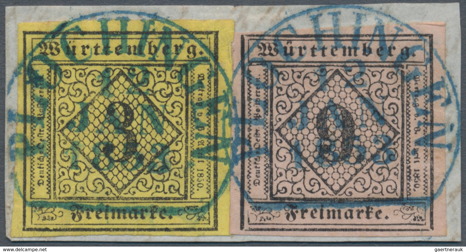 Württemberg - Marken Und Briefe: 1851, Luxus-Briefstück Mit Ziffern 3 Kr. + 9 Kr. Und ZWEI IDEALEN Z - Altri & Non Classificati