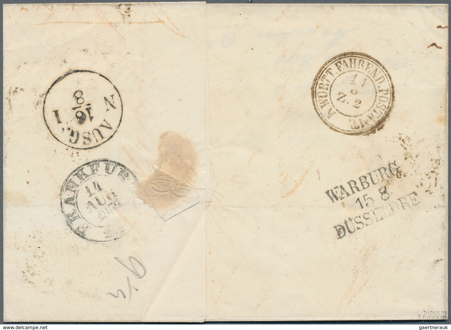 Württemberg - Marken Und Briefe: 1851, Ziffern 9 Kr. Schwarz Auf B-Papierfarbe Lebhaftrosa Auf Faltb - Other & Unclassified