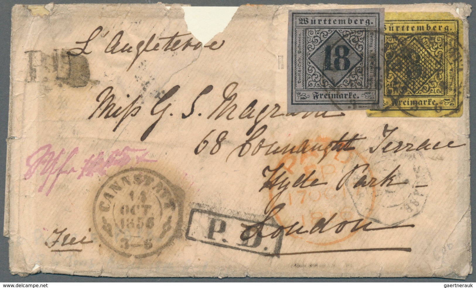 Württemberg - Marken Und Briefe: 1851, Ziffern 18 Kr. Schwarz Auf Grauviolett, Type I Und 3 Kr. Schw - Altri & Non Classificati