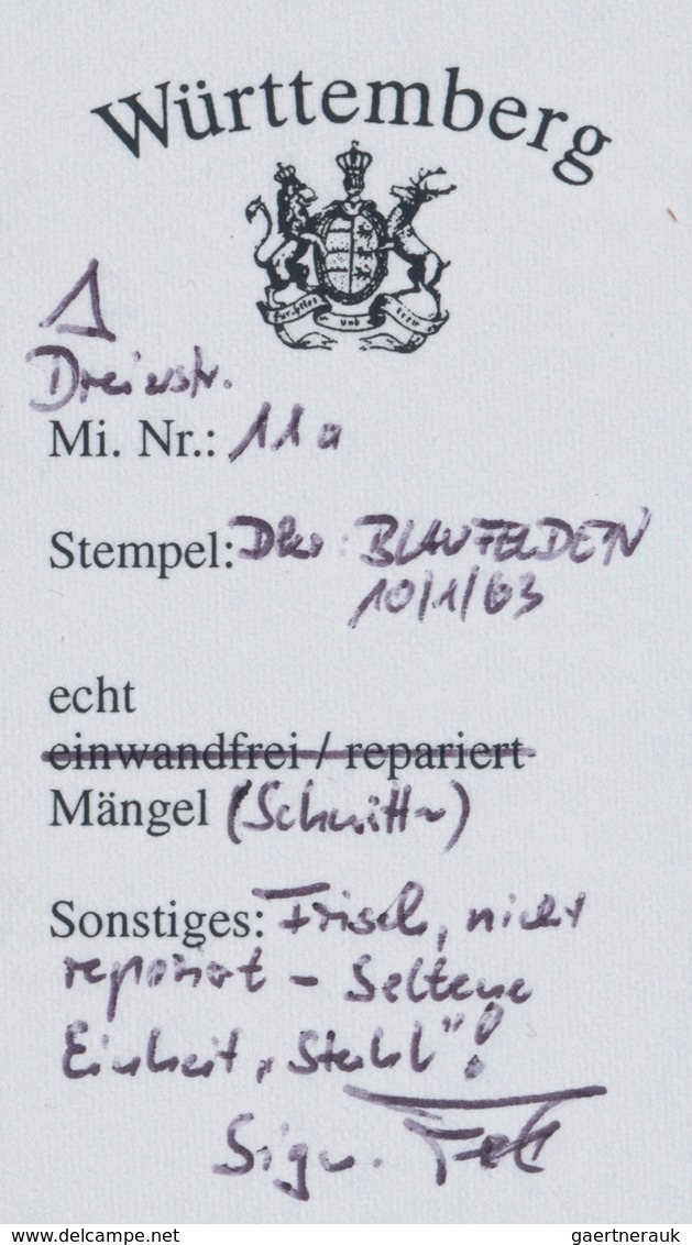 Württemberg - Marken Und Briefe: 1859, Wappen 1 Kr. Braun Im 3er Block Auf Briefstück Mit K3 "BLAUBE - Altri & Non Classificati