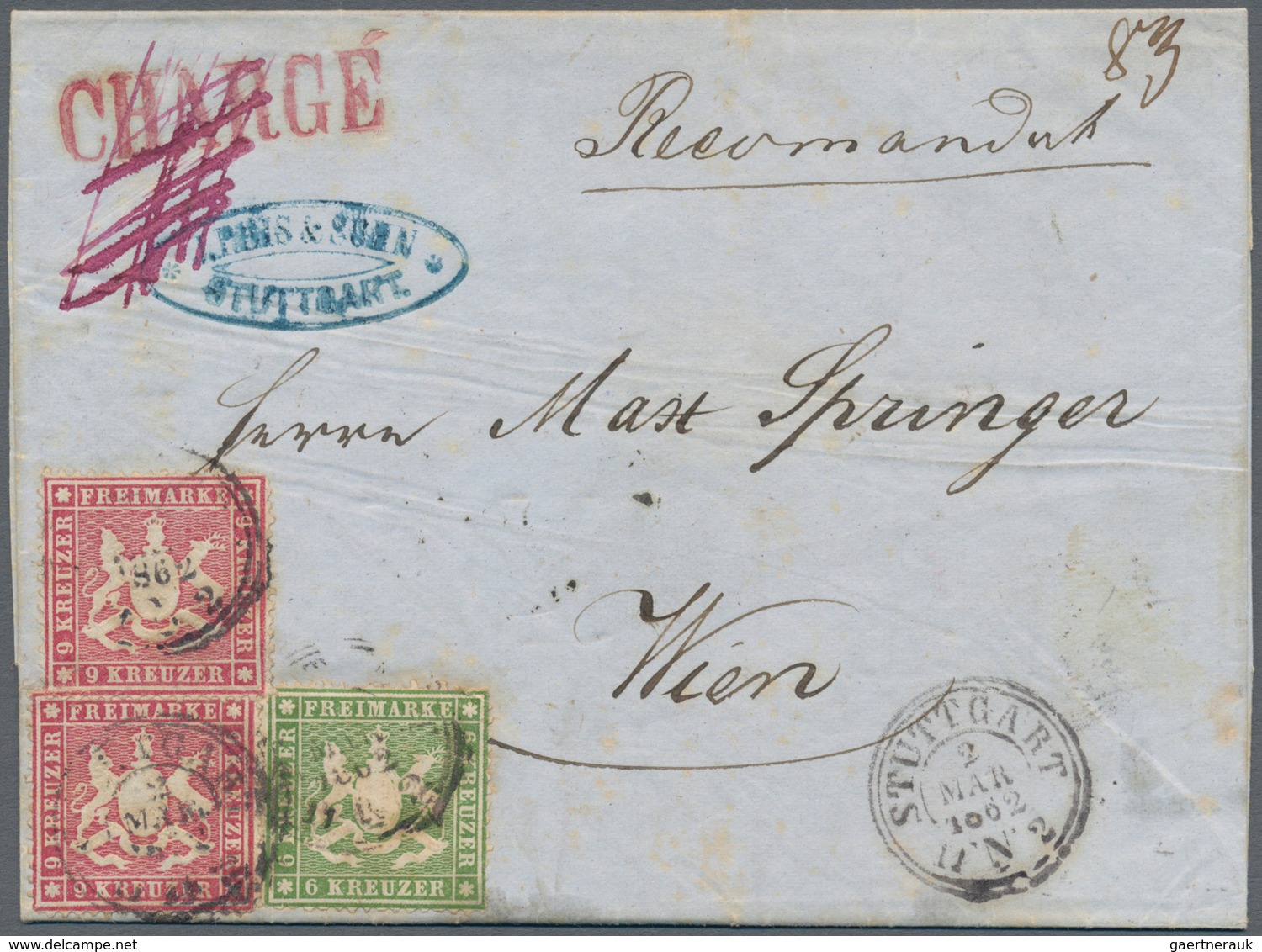 Württemberg - Marken Und Briefe: 1859/60 Zwei Briefe: Ausgaben-Mischfrankatur-UNIKAT 2x9 Kr. Geschni - Altri & Non Classificati