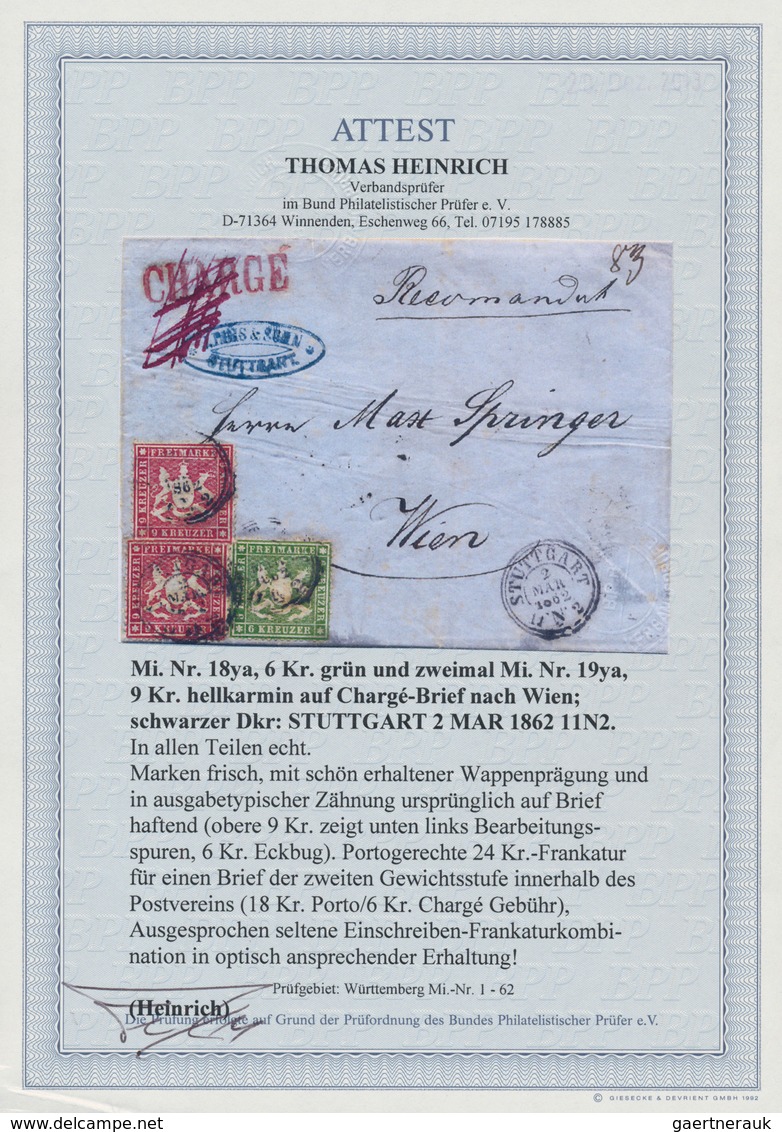 Württemberg - Marken Und Briefe: 1859/60 Zwei Briefe: Ausgaben-Mischfrankatur-UNIKAT 2x9 Kr. Geschni - Altri & Non Classificati